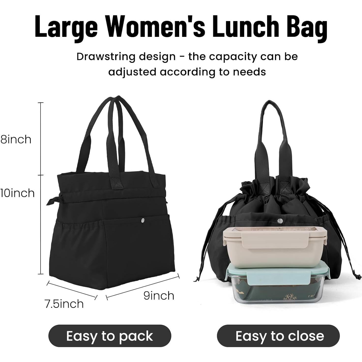 Bolsa de Almuerzo Aislada MAMONA Negra 22.86x25.4x19.05 cm