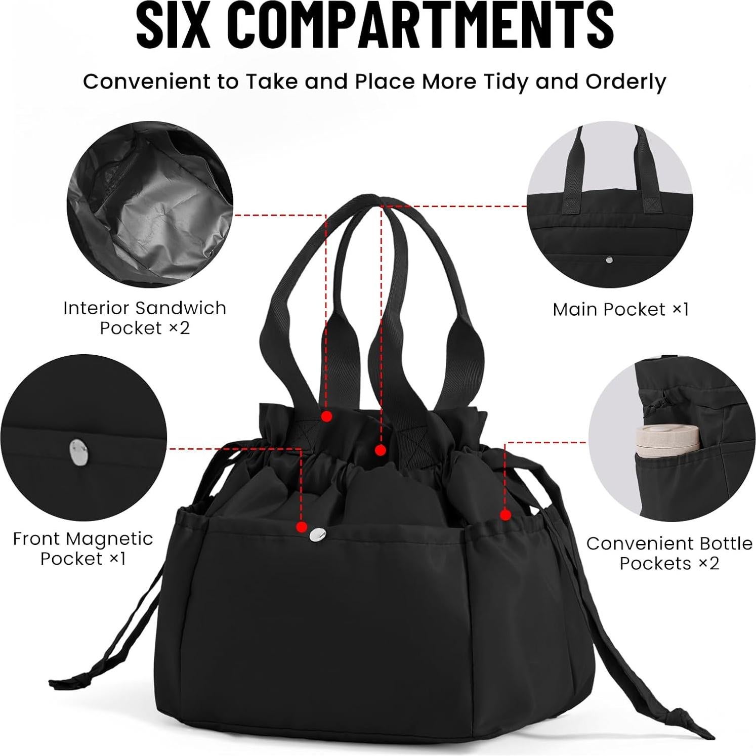 Bolsa de Almuerzo Aislada MAMONA Negra 22.86x25.4x19.05 cm