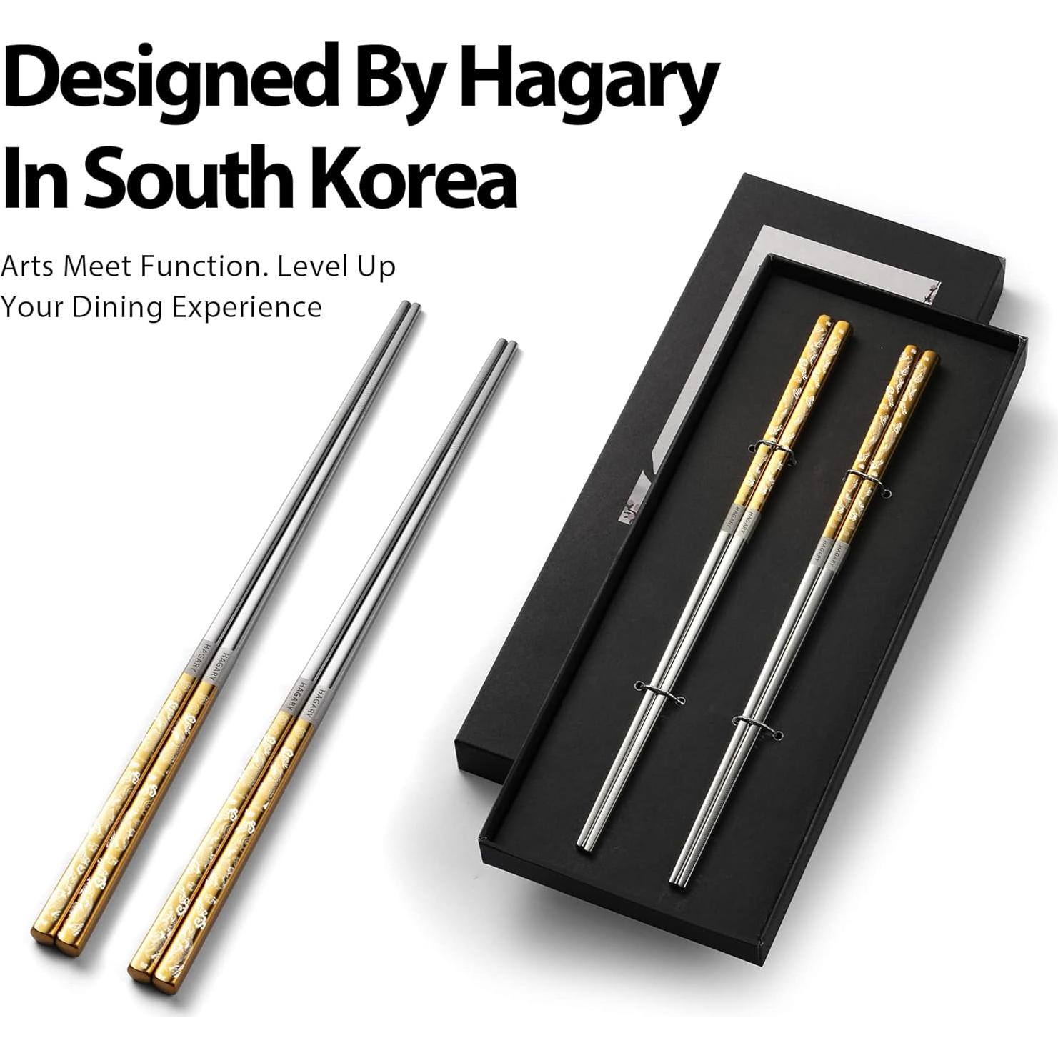 Palillos Reutilizables de Metal Hagary 23.6 cm Antideslizantes