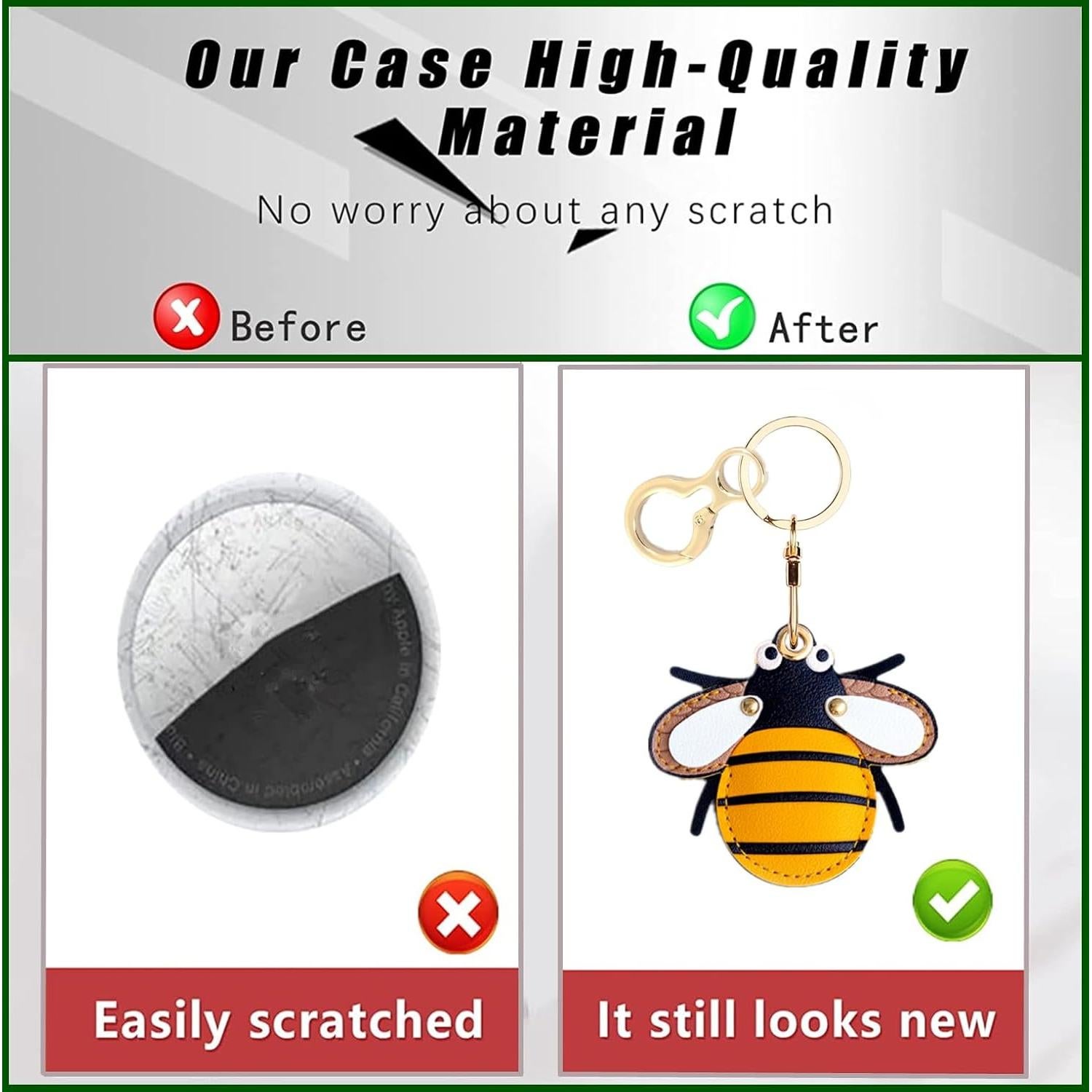 Funda de cuero PU para AirTag BORKUANA - Diseño Abeja