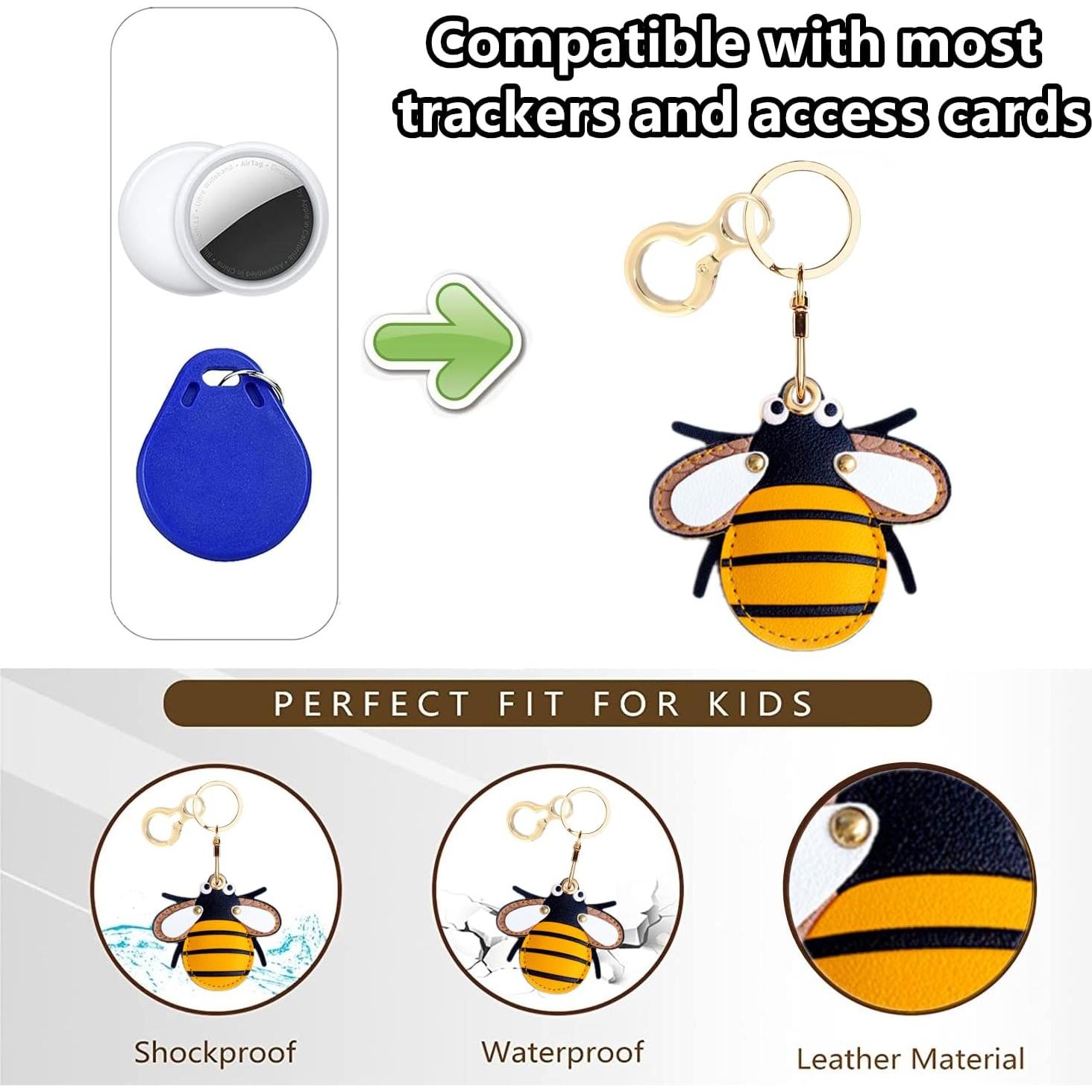 Funda de cuero PU para AirTag BORKUANA - Diseño Abeja