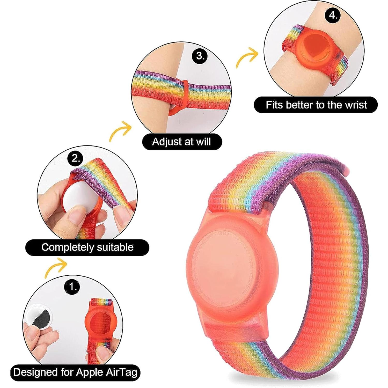 Paquete de 2 pulseras protectoras para AirTag Yiurcy - Arcoíris