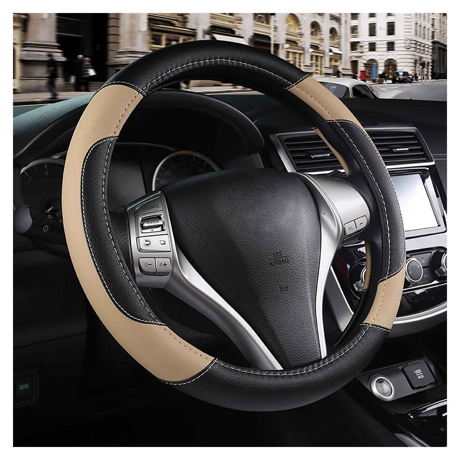 Cubierta de Volante de Coche SZTTSWAMP Beige 38cm Antideslizante