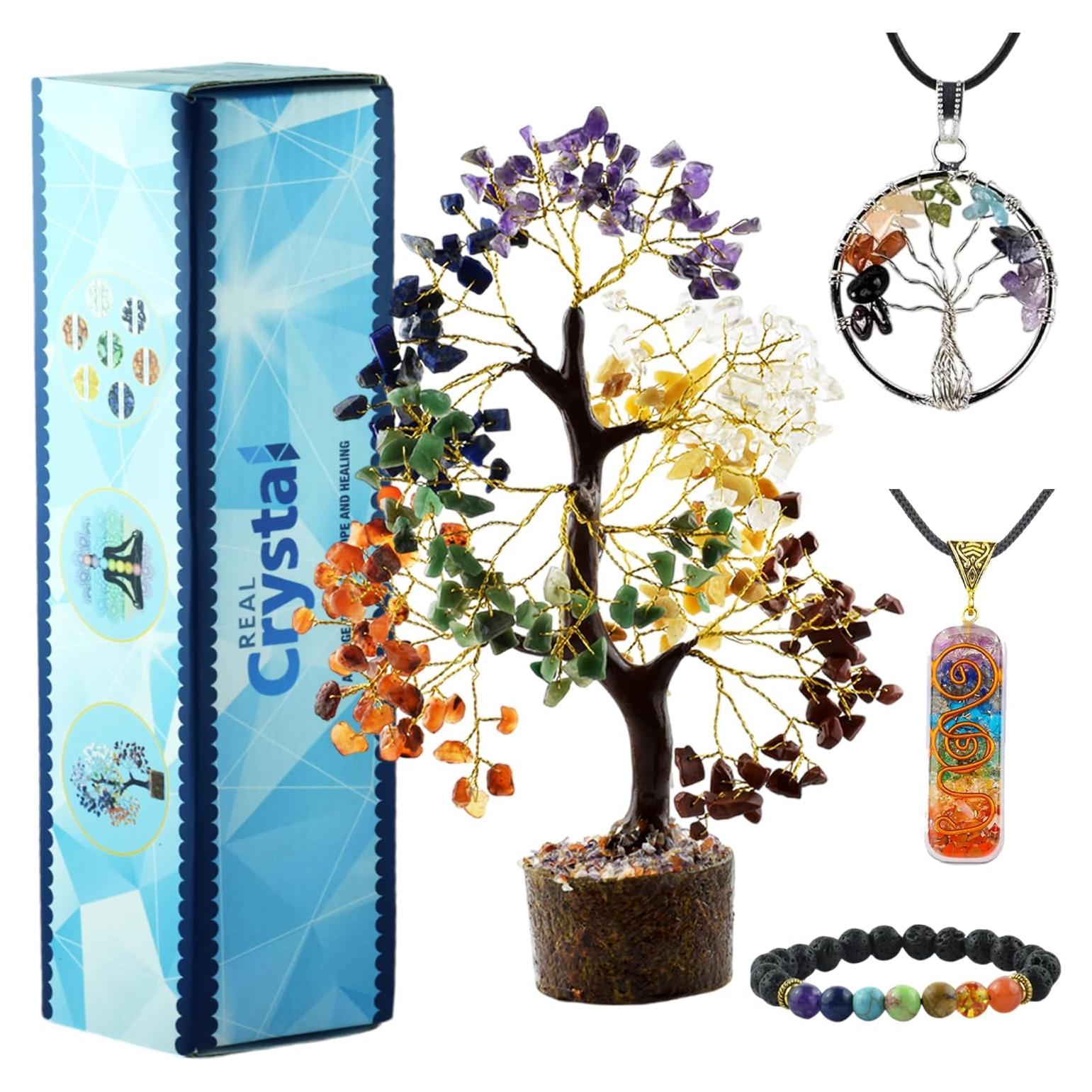 Árbol de Cristales de 7 Chakras + Pulsera y Collares