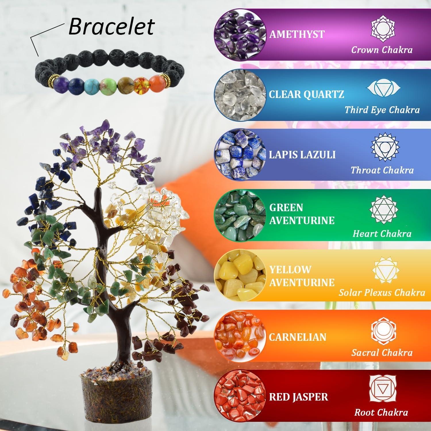 Árbol de Cristales de 7 Chakras + Pulsera y Collares