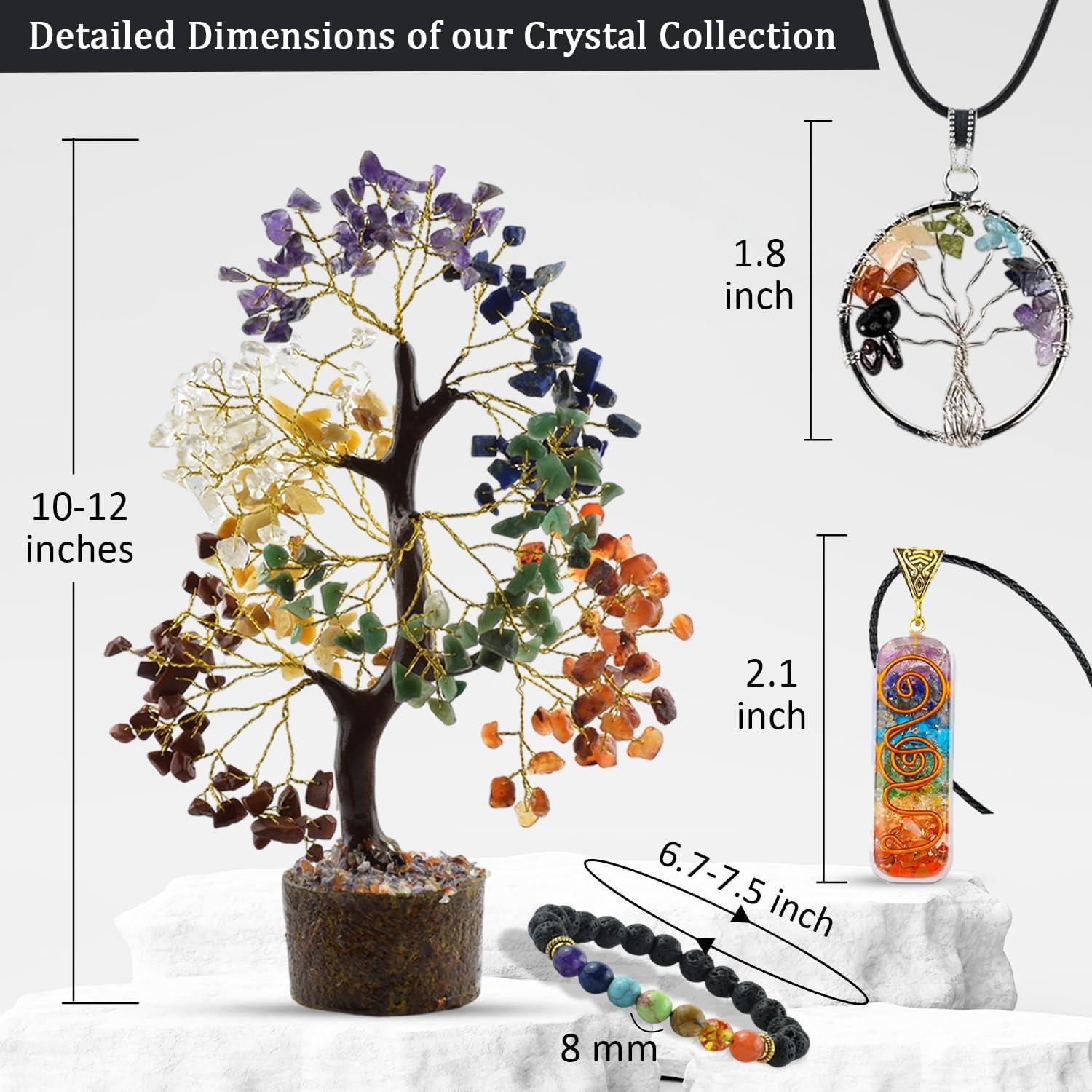 Árbol de Cristales de 7 Chakras + Pulsera y Collares