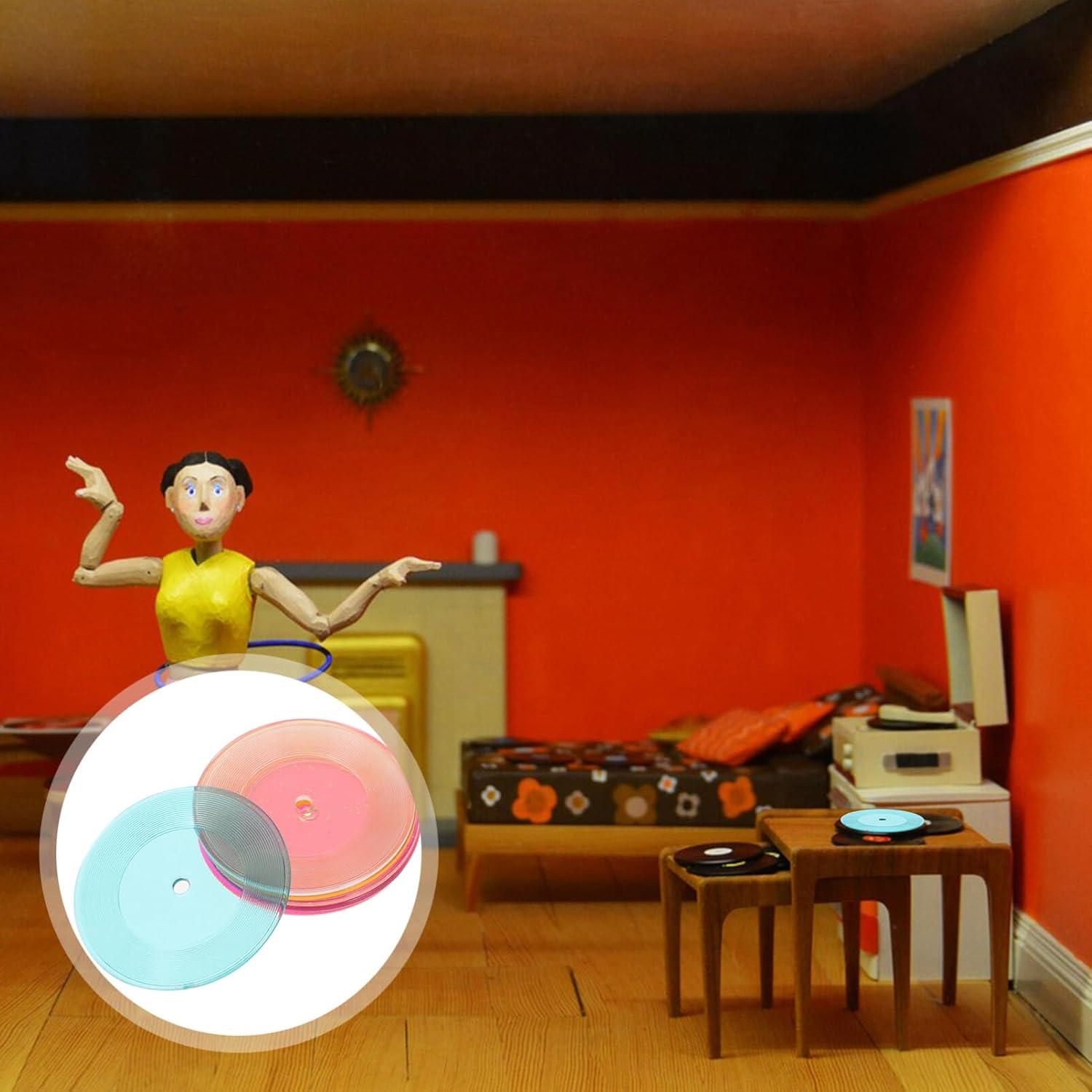 Mini Discos de Vinilo Aboofan 6pcs para Casa de Muñecas 1:12