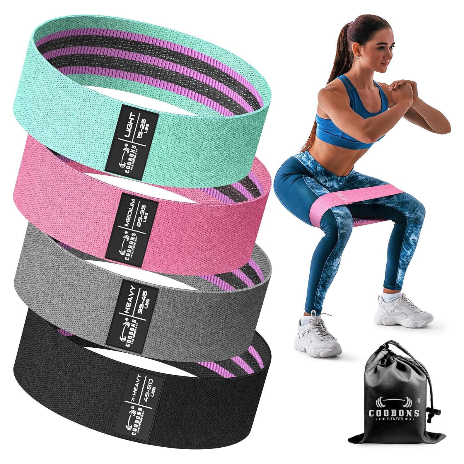 Bandas de Resistencia de Tela COOBONS - 4 Niveles para Ejercicio