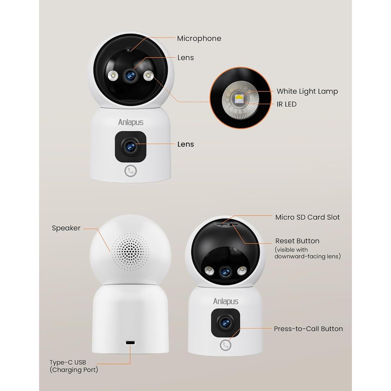 Cámara de Seguridad Anlapus C528 4MP Doble Lente WiFi