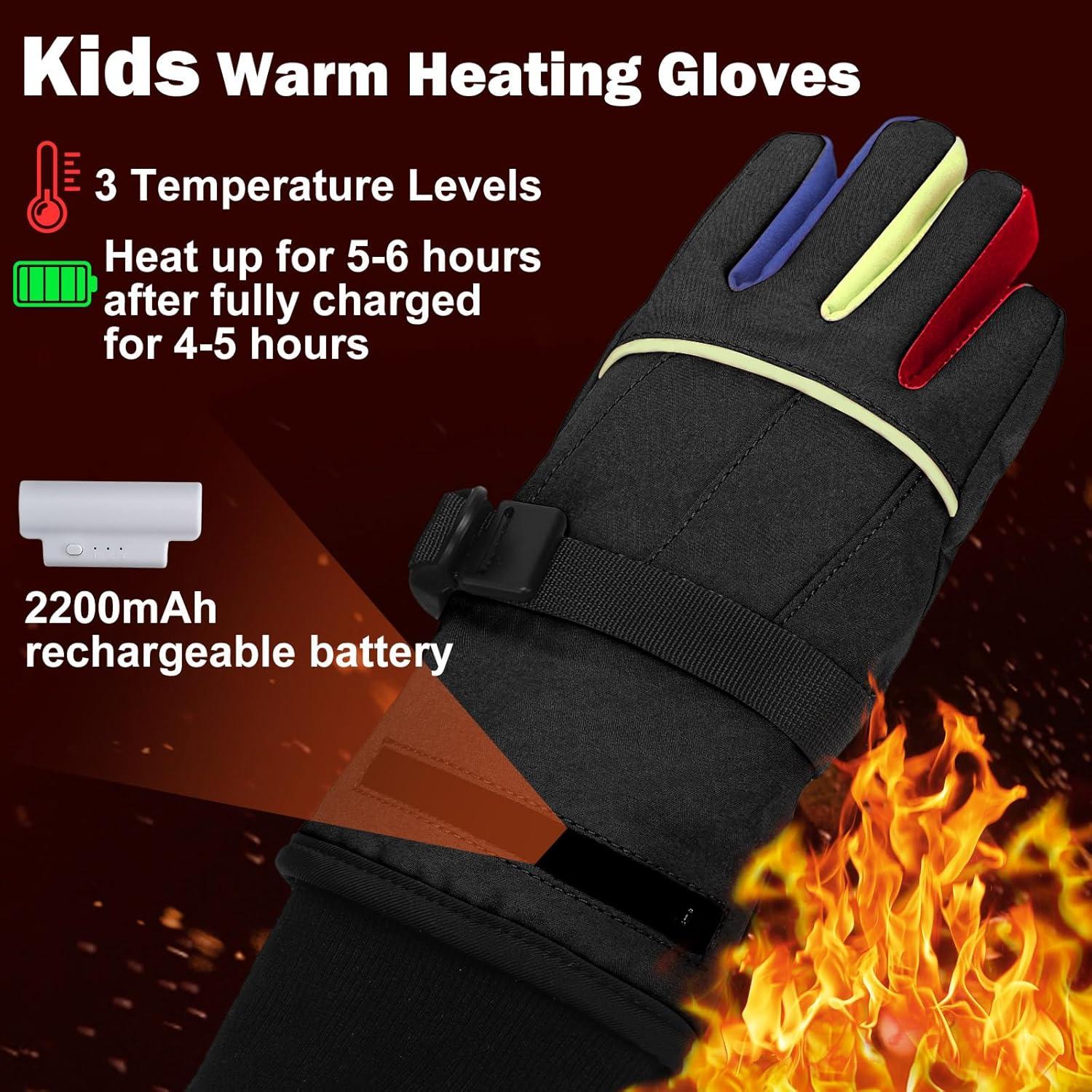 Guantes Eléctricos Calentados Lasnten para Niños 8-12 Años