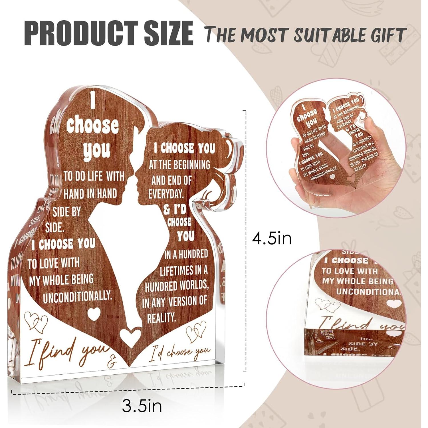 Placa Acrílica Te Elijo LuoHere 13.72x9.65 cm Regalo Romántico