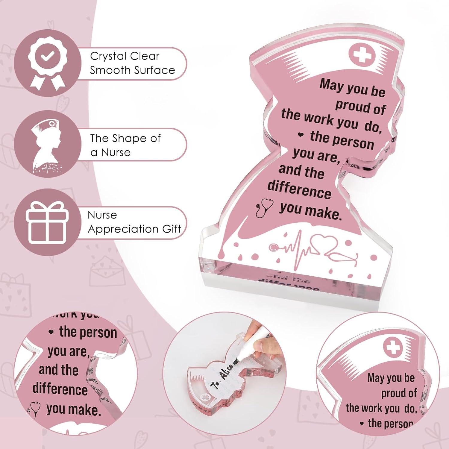 Placa Acrílica de Apreciación para Enfermera LuoHere 12.7x7.6cm