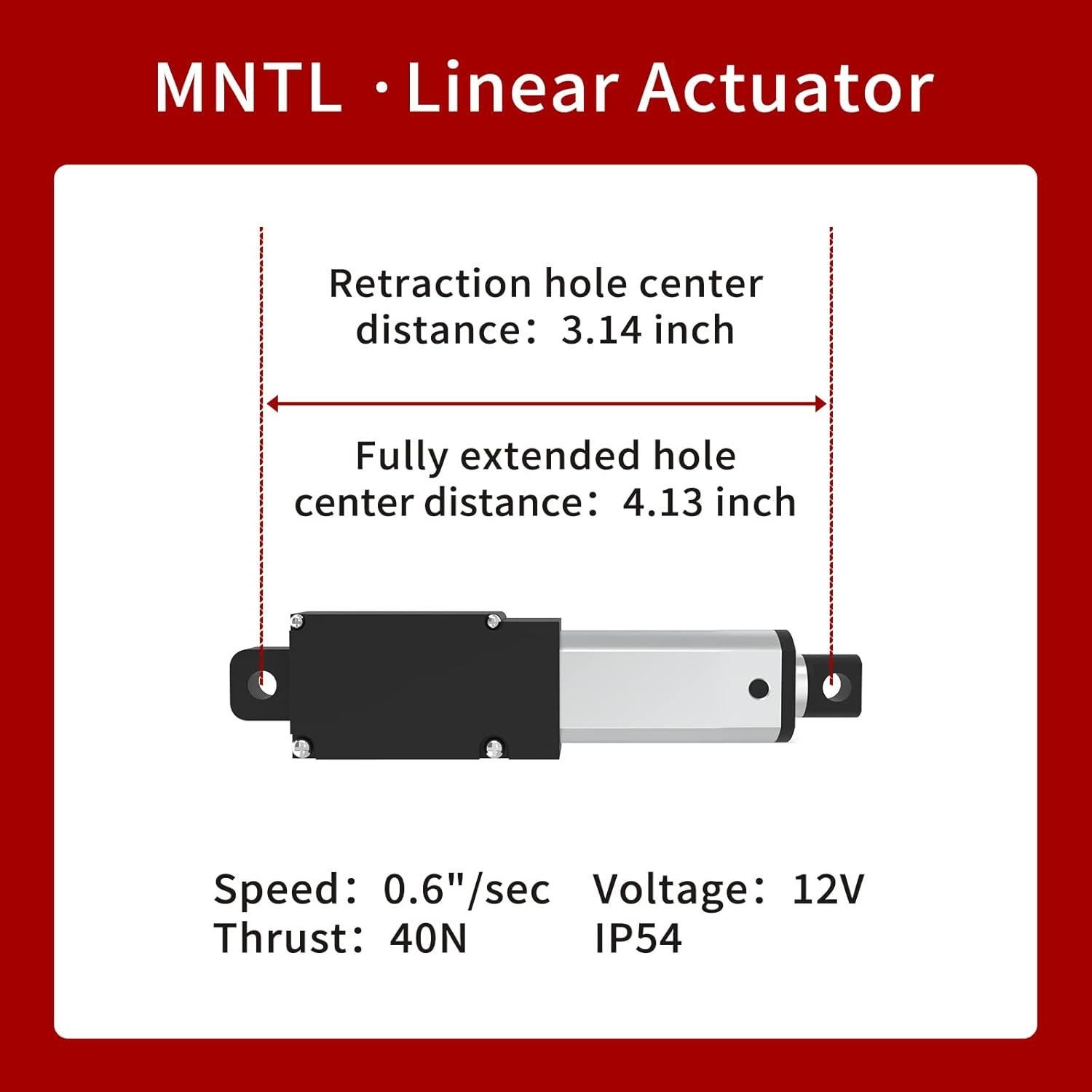 Actuador Lineal Rtisgunpro 25mm 40N IP54 12V Alta Velocidad
