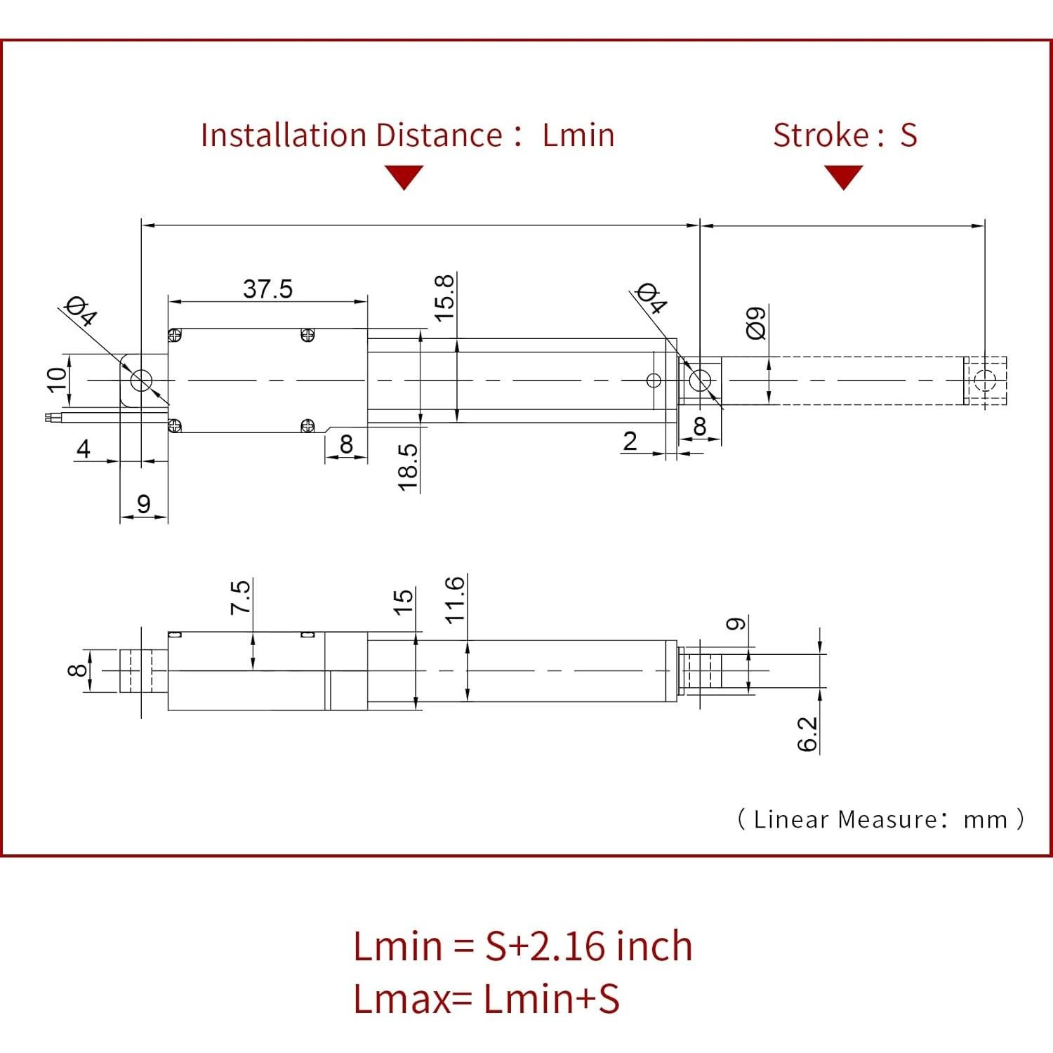 Actuador Lineal Rtisgunpro 25mm 40N IP54 12V Alta Velocidad