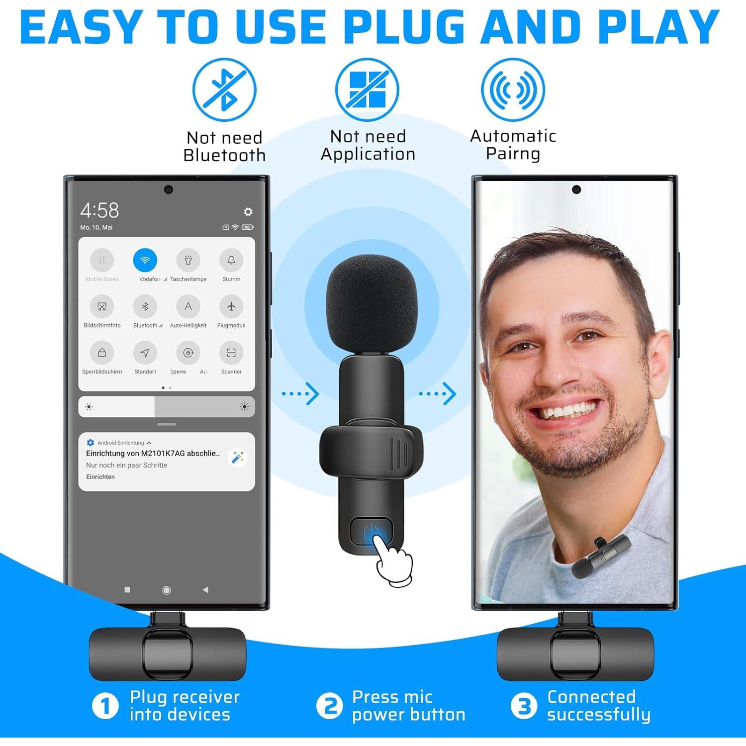 Micrófono Lavalier Inalámbrico Doble Pufeng para iPhone/iPad