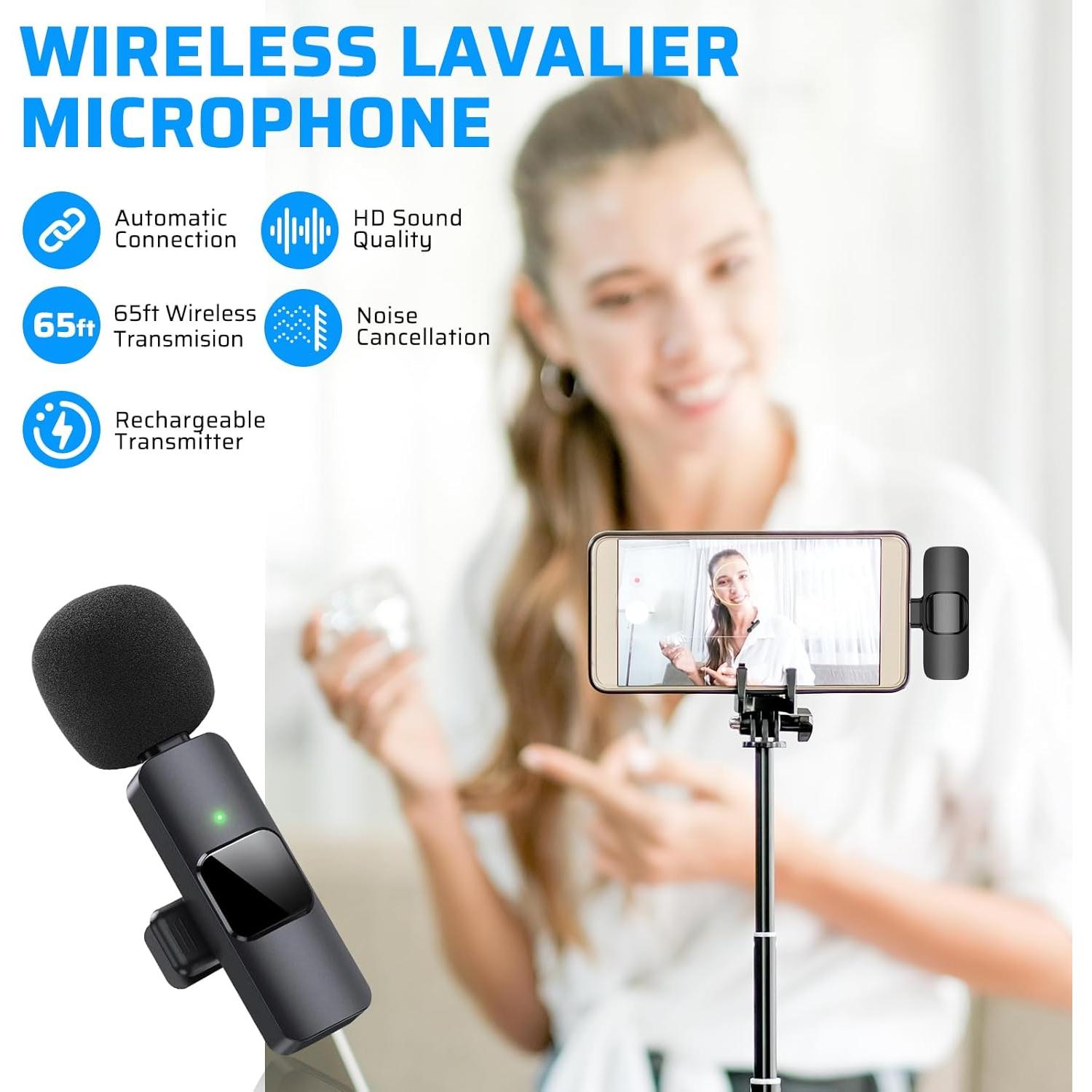 Micrófono Lavalier Inalámbrico Doble Pufeng para iPhone/iPad