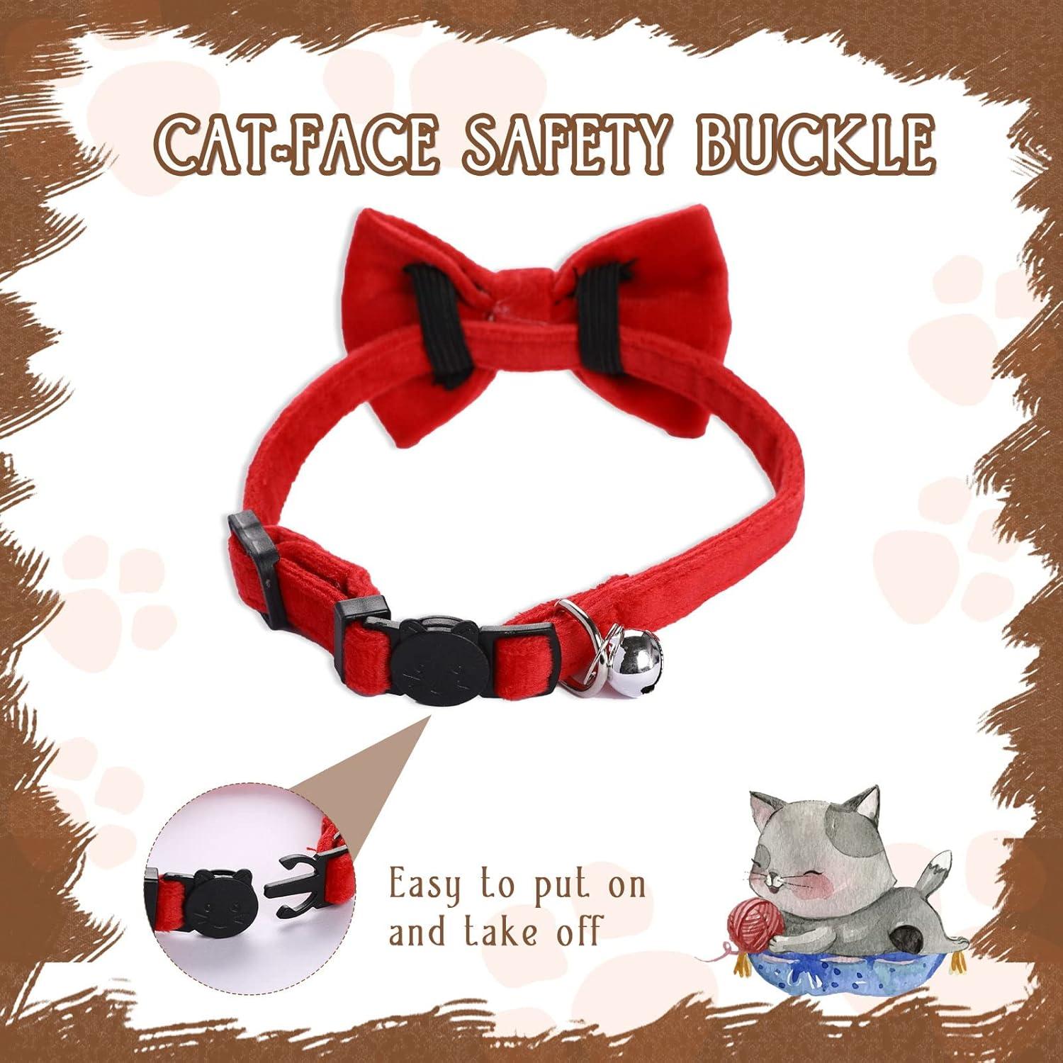 Collares de Gato Ajustables Sliverdew 2 Pcs Terciopelo con Campana