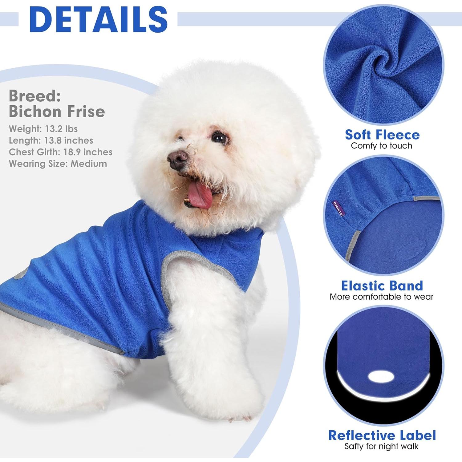 Suéter para Perro Cyeollo 2 Pack Forro Polar Mediano Azul