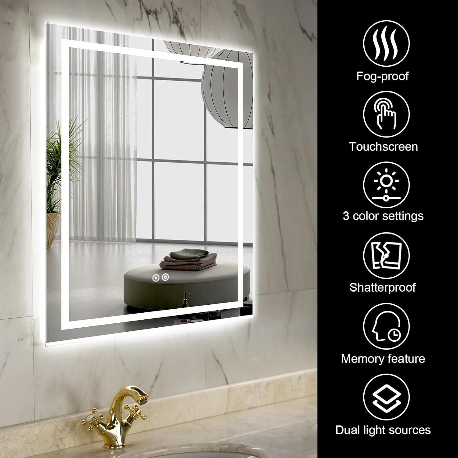 Espejo de Baño LED Mirrandglass 71x51cm 3 Modos Luz