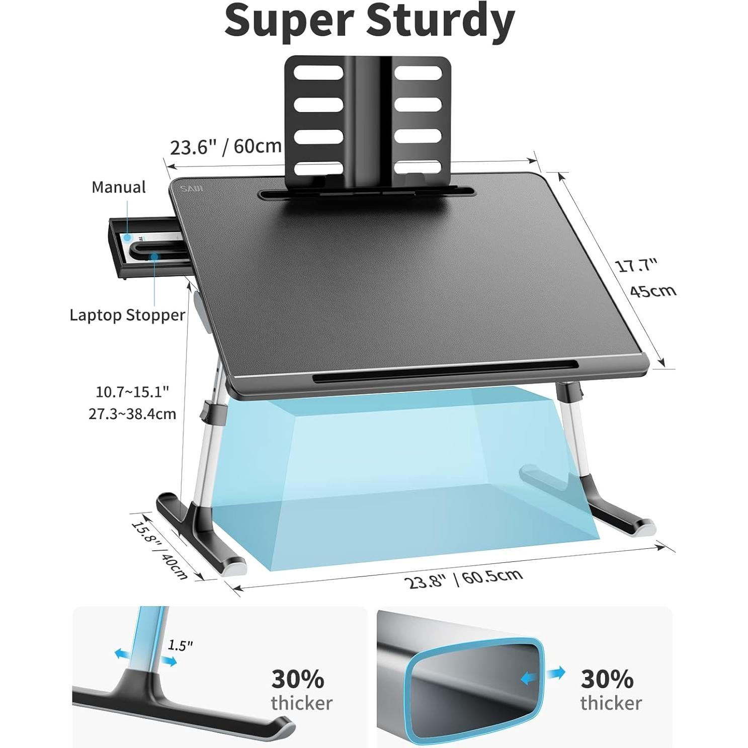 Mesa de bandeja ajustable SAIJI para laptop 60x45cm Negro
