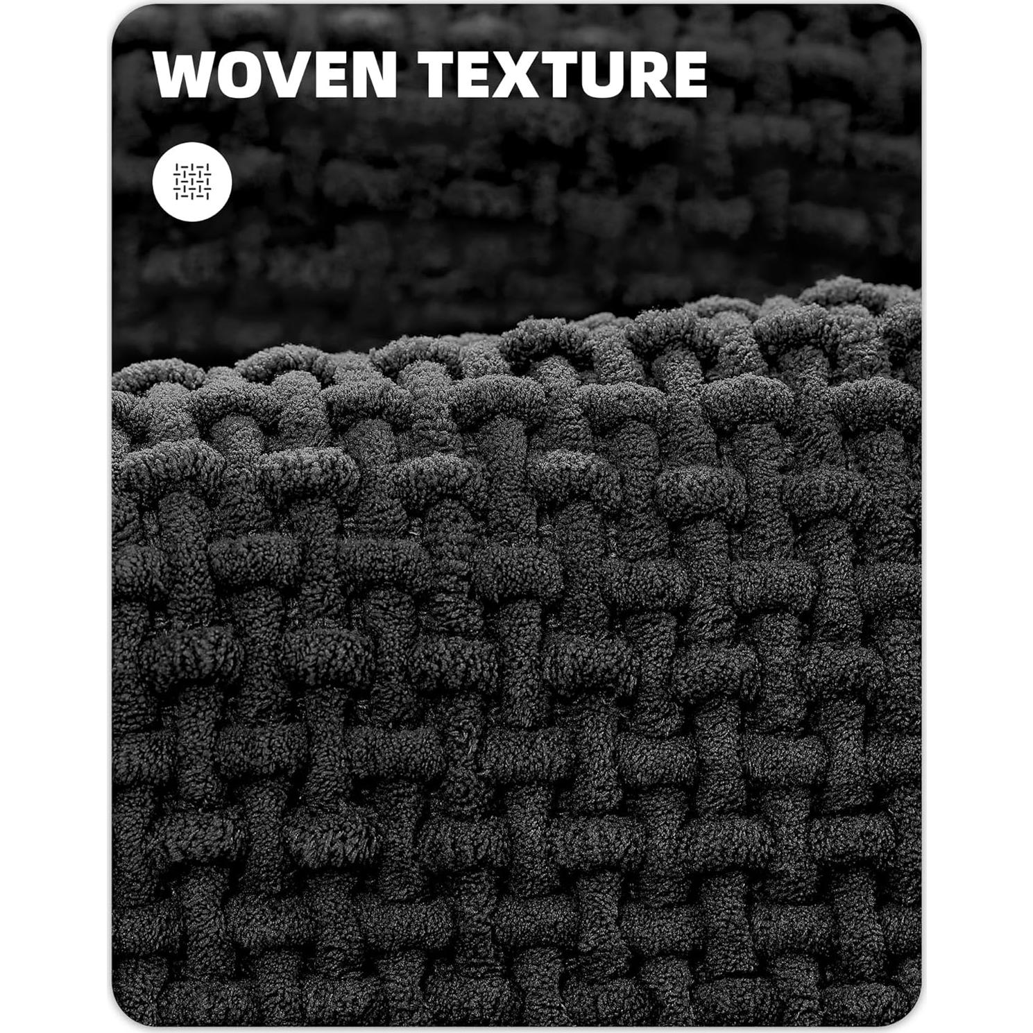 Alfombra de Baño Chenille Color&Geometry Negra 40x61cm Antideslizante