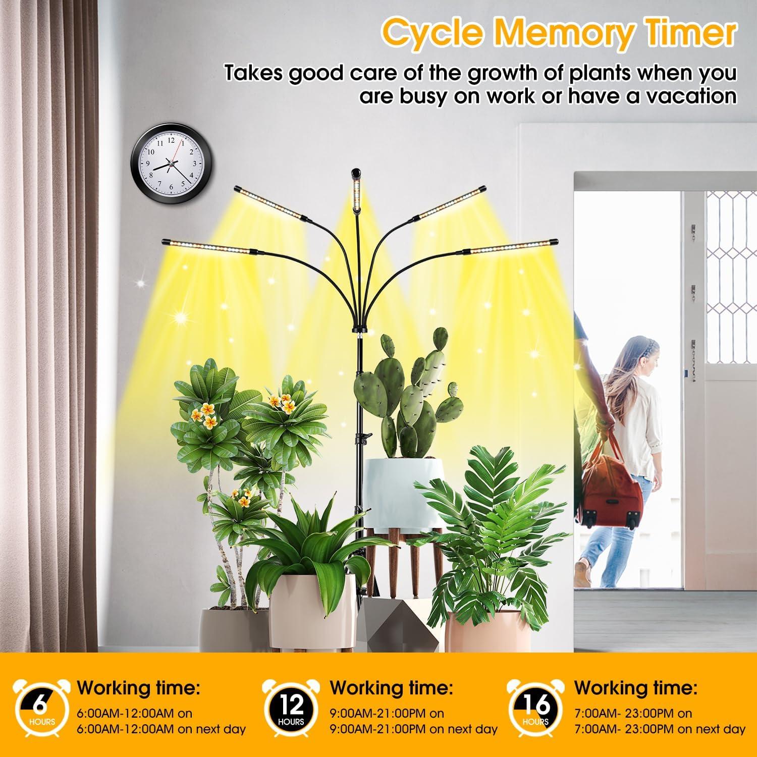 Luz de Crecimiento LED Wolezek 5 Cabezas Espectro Completo