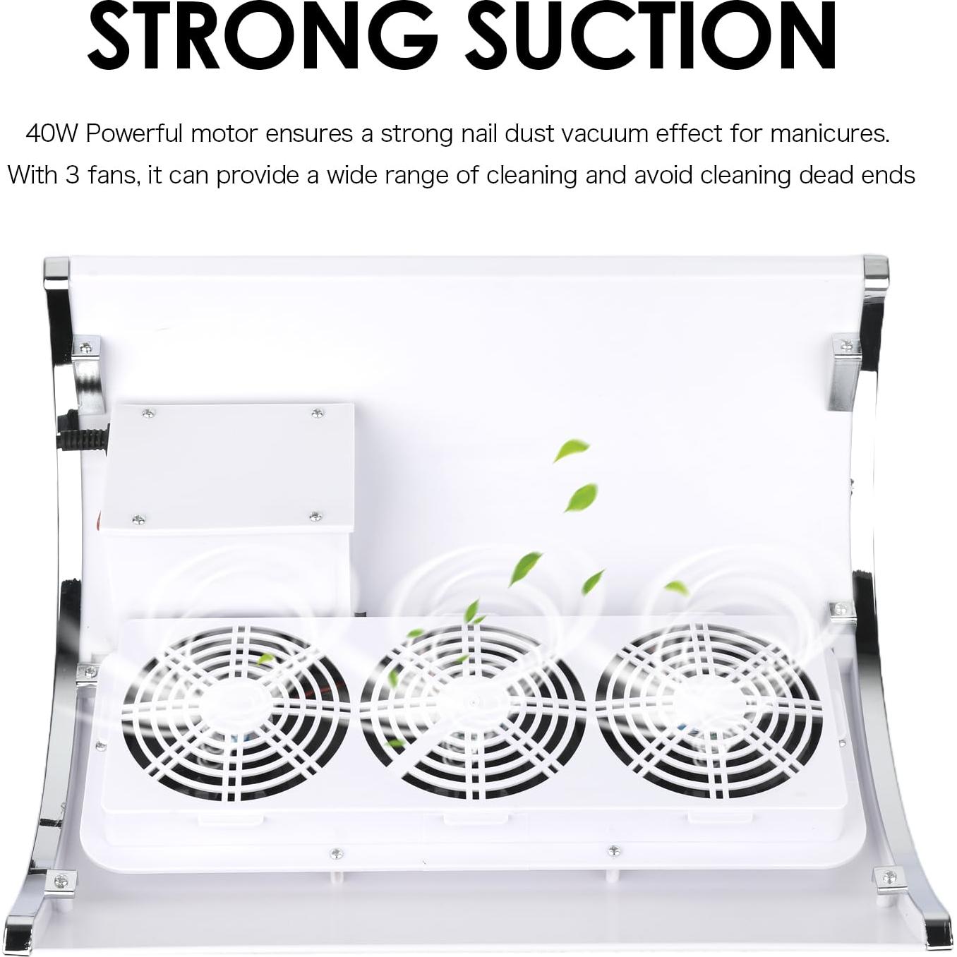 Colector de Polvo de Uñas BLUETOP 40W Blanco con Reposabrazos