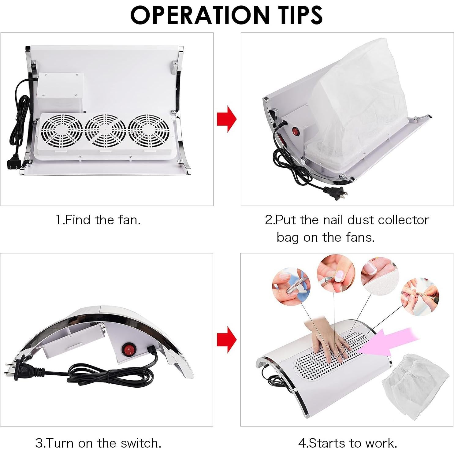 Colector de Polvo de Uñas BLUETOP 40W Blanco con Reposabrazos