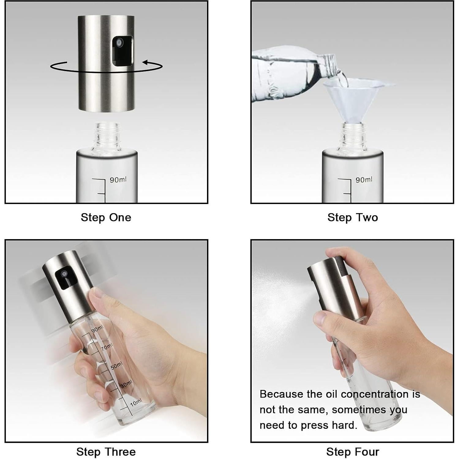 Pulverizador de Aceite AILELAN 100ml Acero Inoxidable y Vidrio