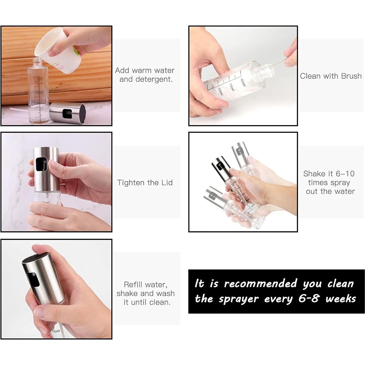 Pulverizador de Aceite AILELAN 100ml Acero Inoxidable y Vidrio