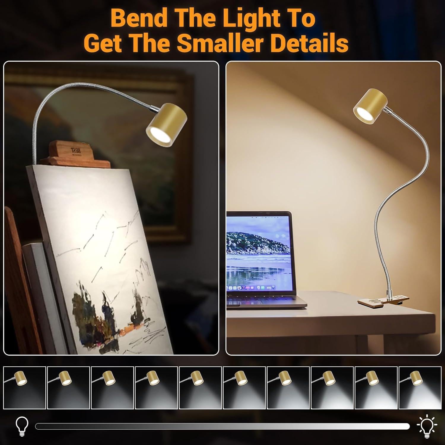 Luz de lectura con clip BEST WORLD LED 3 modos 10 niveles brillo