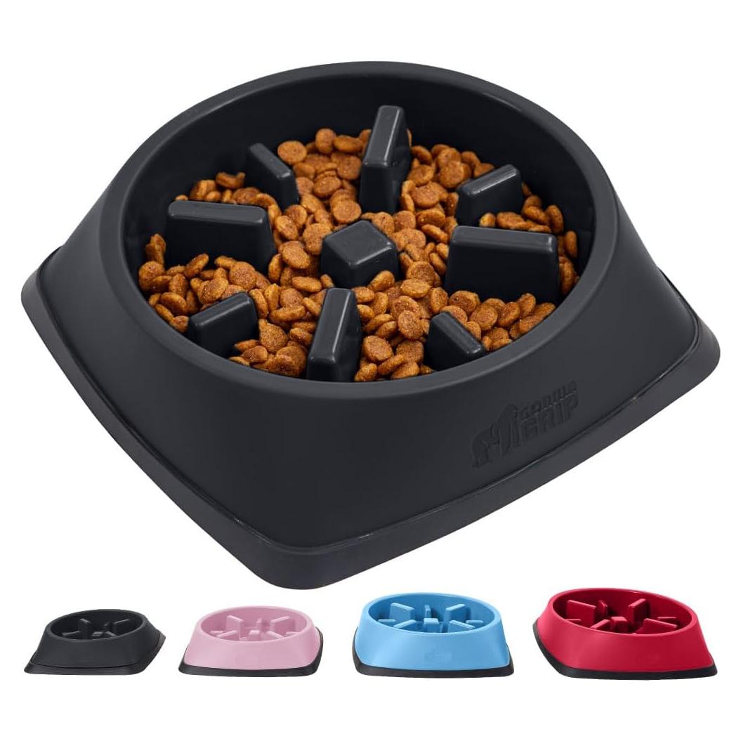 Cuenco de Alimentación Lenta Gorilla Grip 2 Tazas Negro