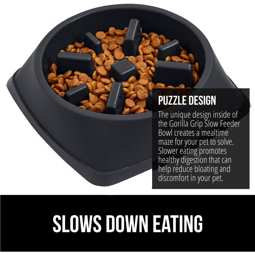 Cuenco de Alimentación Lenta Gorilla Grip 2 Tazas Negro