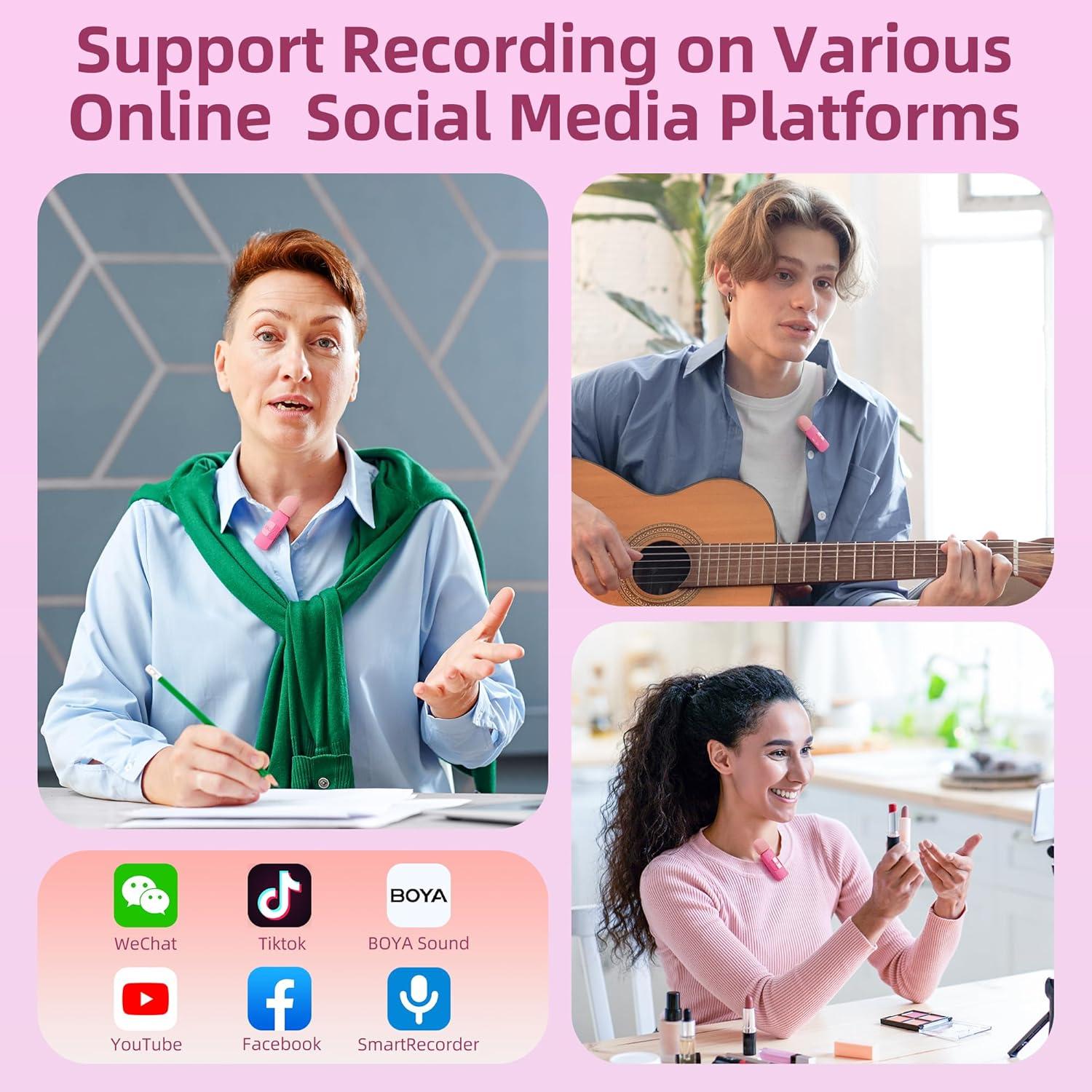 Micrófono Lavalier Inalámbrico BOYA BY-V1-P Rosa