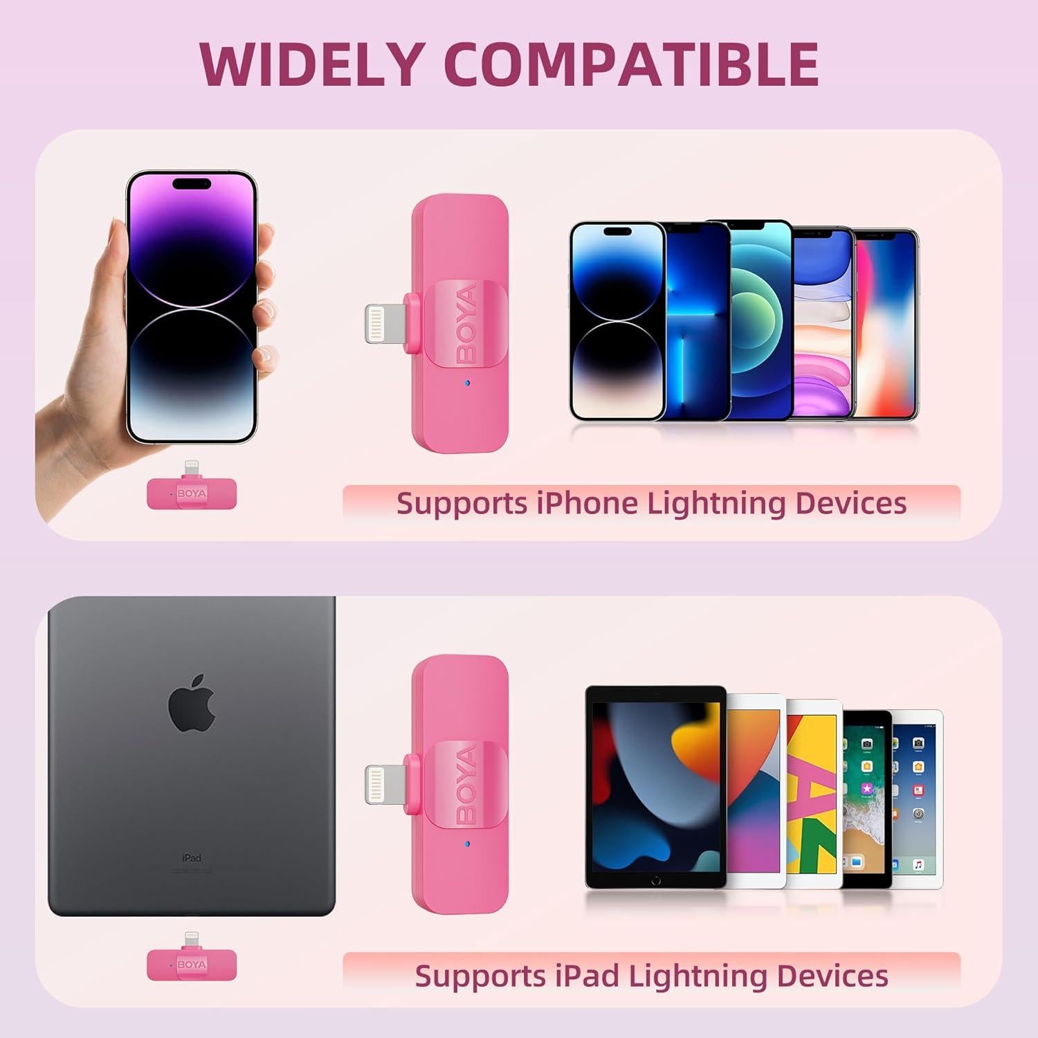 Micrófono Lavalier Inalámbrico BOYA BY-V1-P Rosa