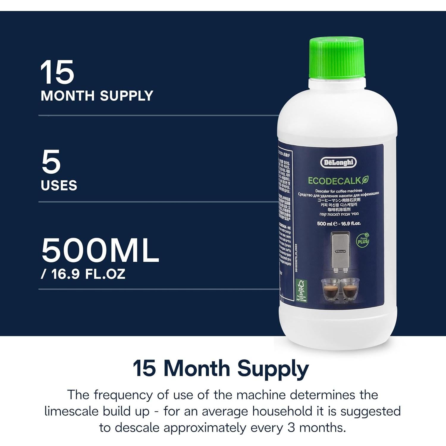 Desincrustante Ecológico De'Longhi 500 ml para Cafeteras