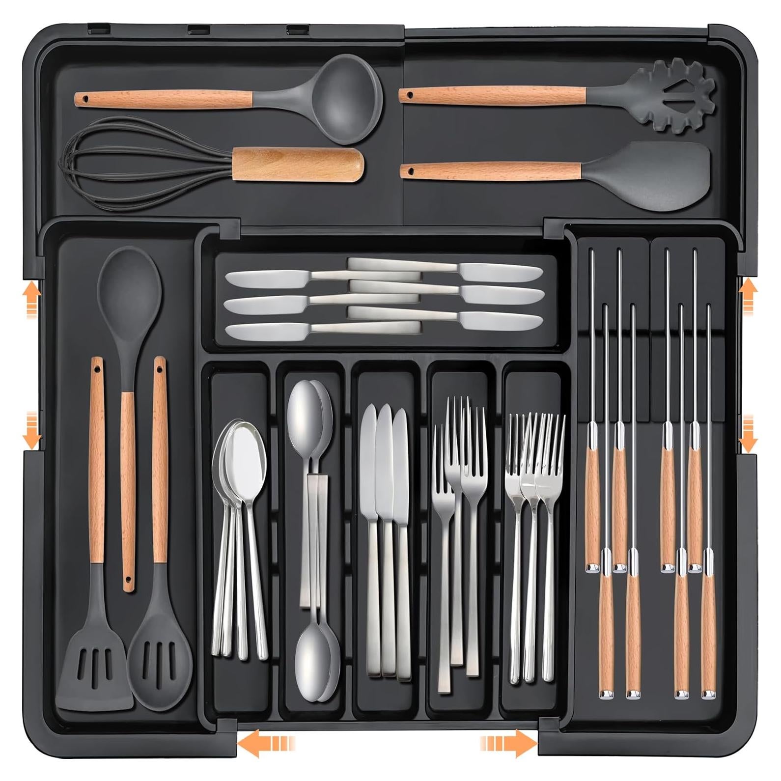 Organizador de Cubiertos Homecor Expandible 56x48cm Negro