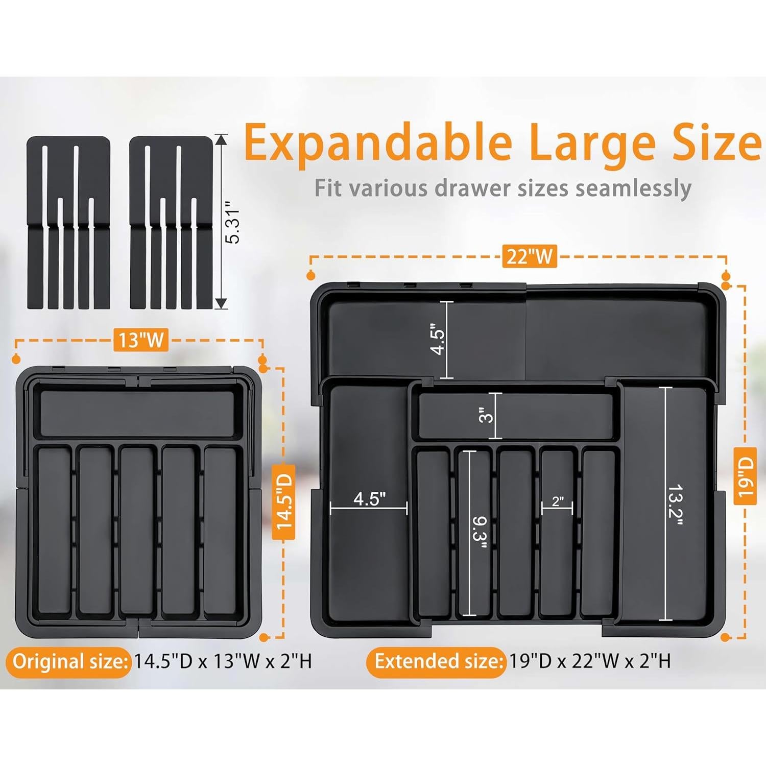 Organizador de Cubiertos Homecor Expandible 56x48cm Negro