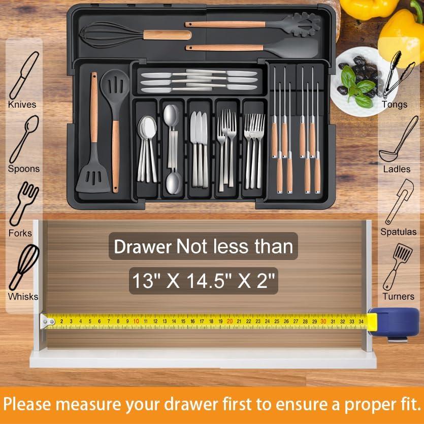 Organizador de Cubiertos Homecor Expandible 56x48cm Negro