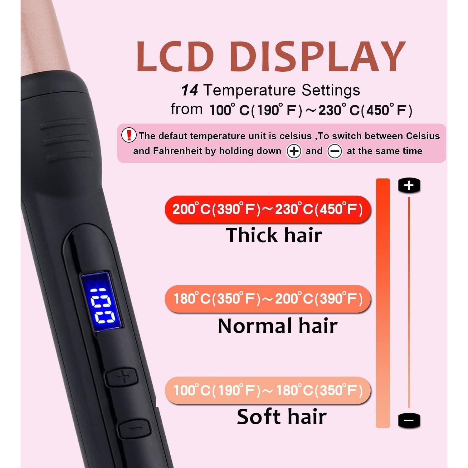 Varita de Rizar Cerámica MADURIAO 1.27-2.54 cm 14 Temperaturas