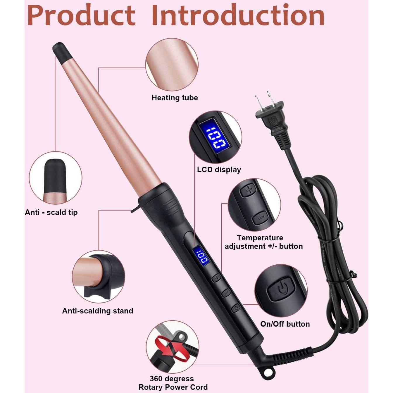 Varita de Rizar Cerámica MADURIAO 1.27-2.54 cm 14 Temperaturas