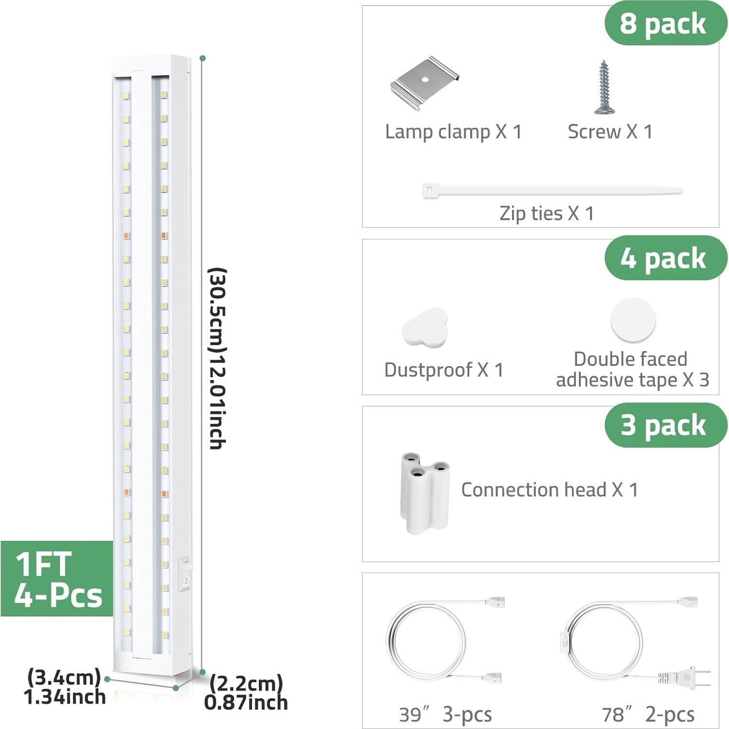 Luz de Crecimiento LED FOXGARDEN 32W Espectro Completo 4 Pzas