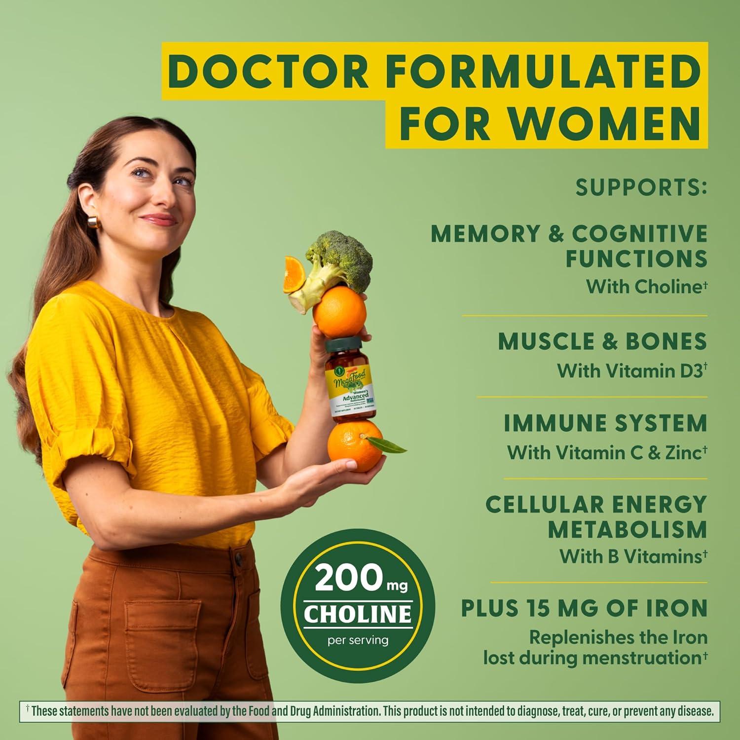 MegaFood Multivitamina Avanzada Mujeres 60 Tabletas Hierro Zinc