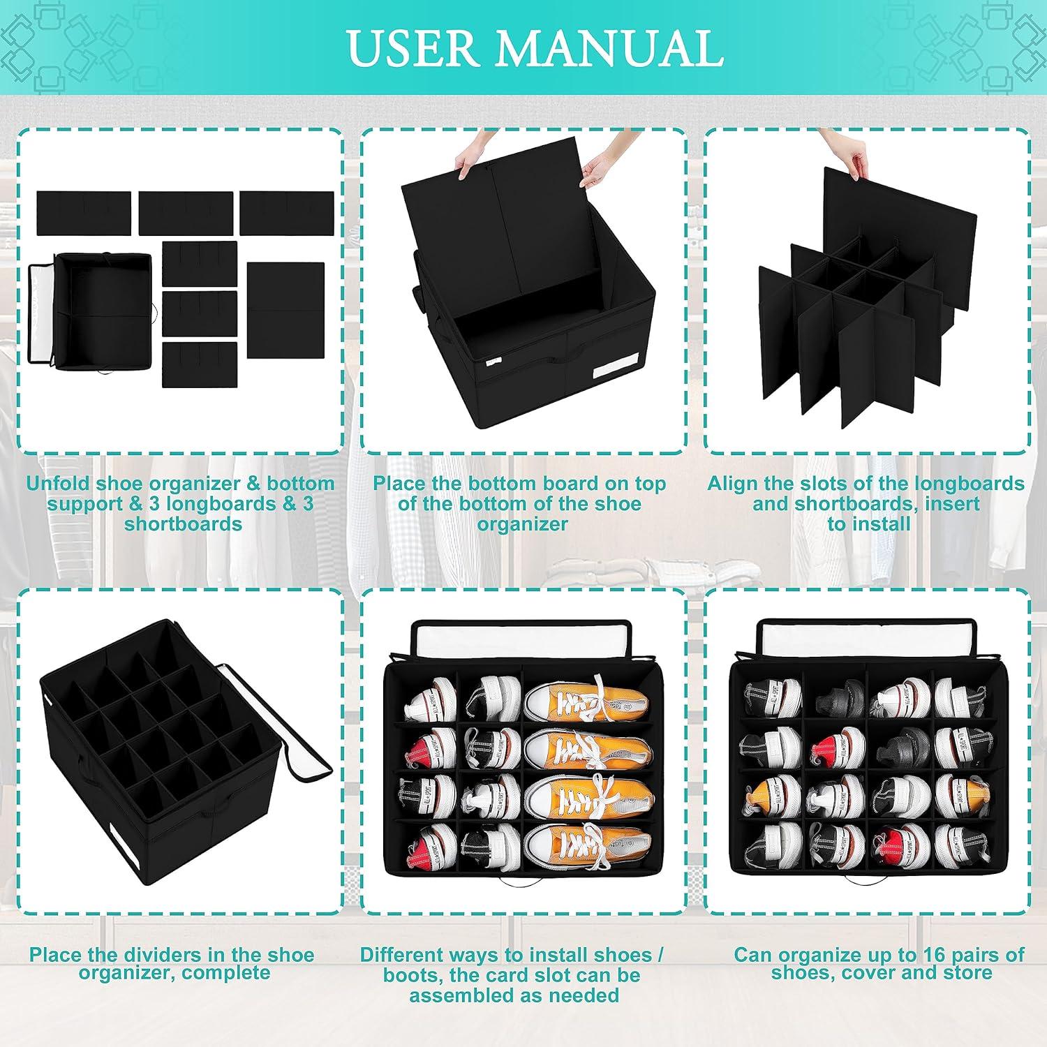 Organizador de Zapatos LUVHOMEE Negro para 16 Pares 73.5L