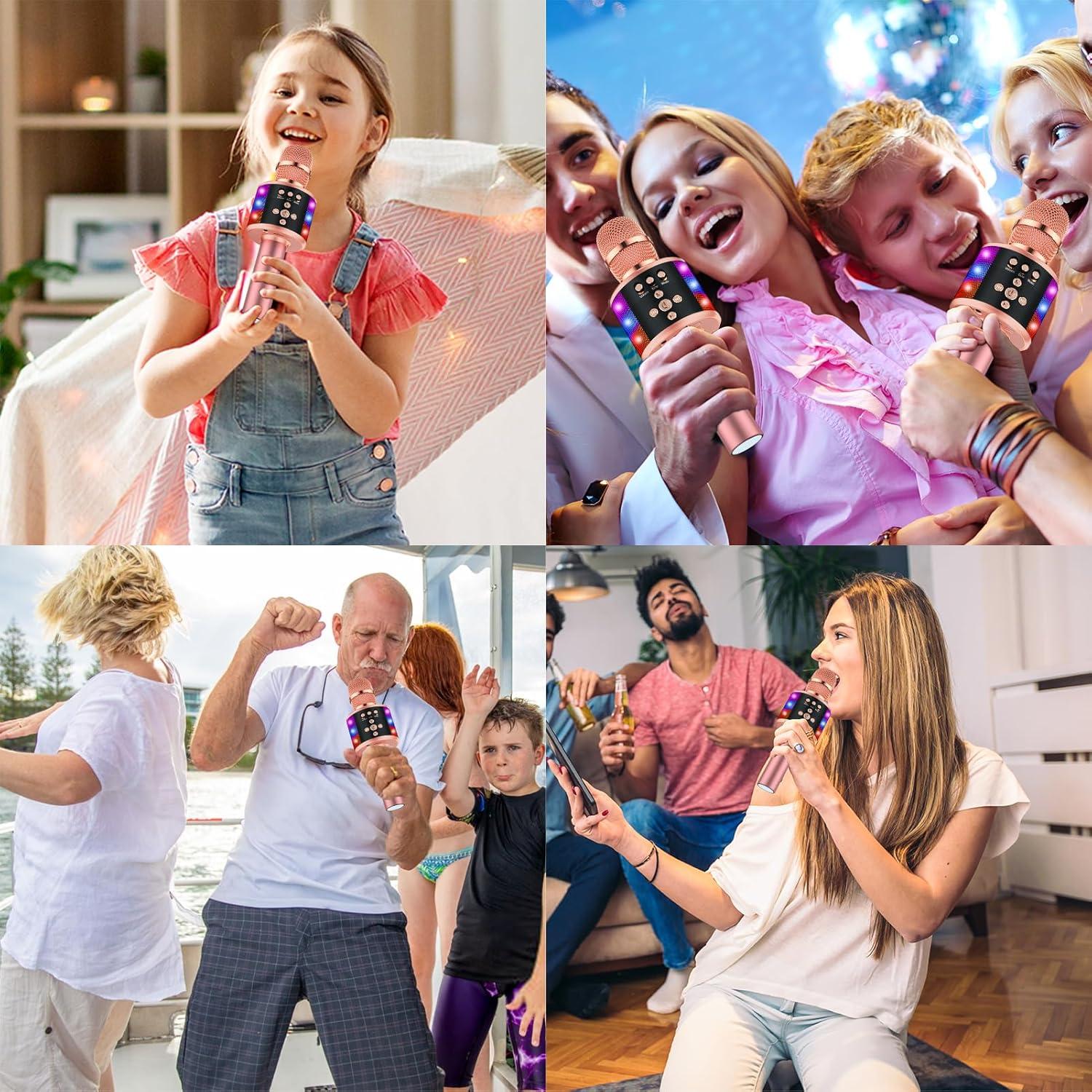 Micrófono Karaoke BONAOK Q78 Inalámbrico con Altavoz LED