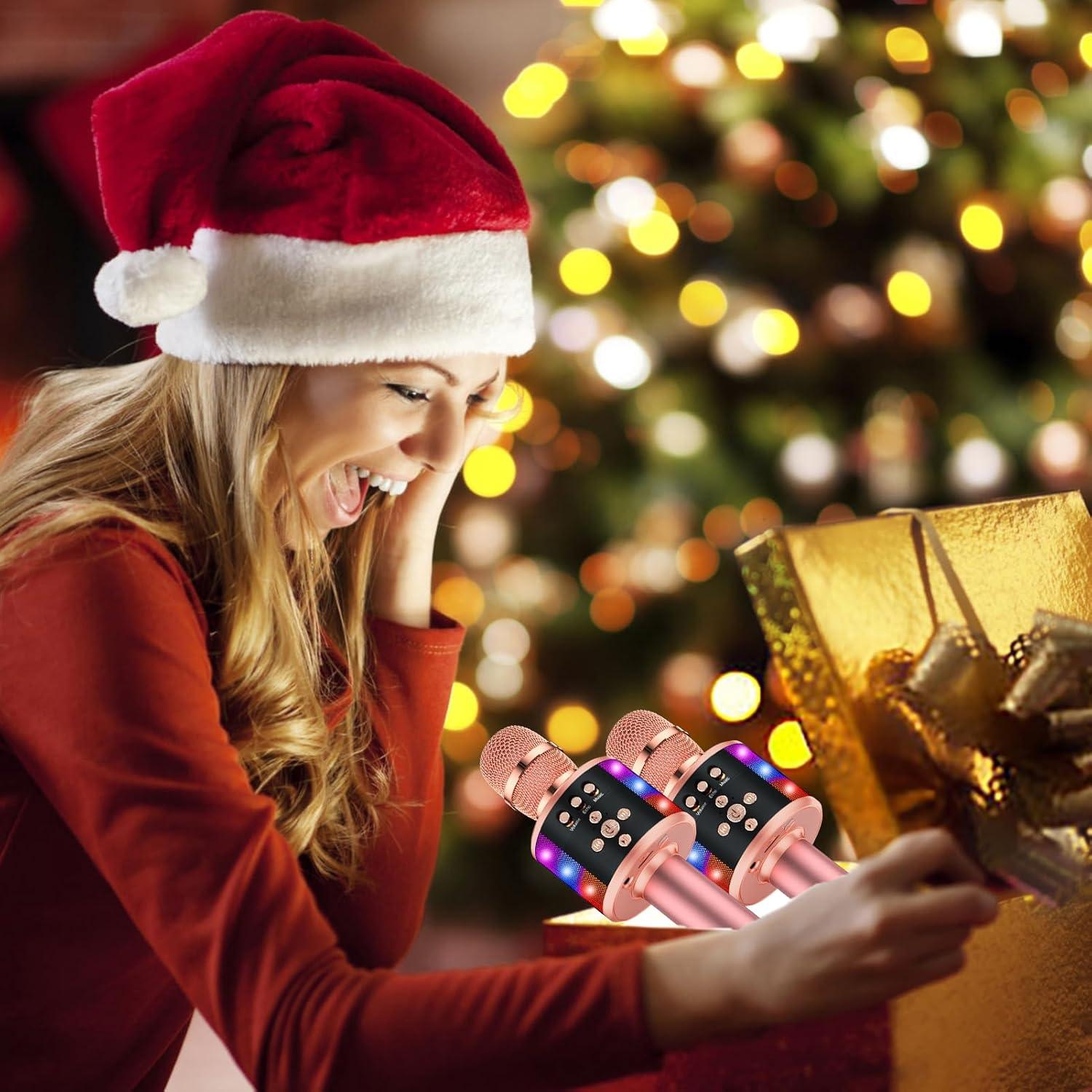 Micrófono Karaoke BONAOK Q78 Inalámbrico con Altavoz LED