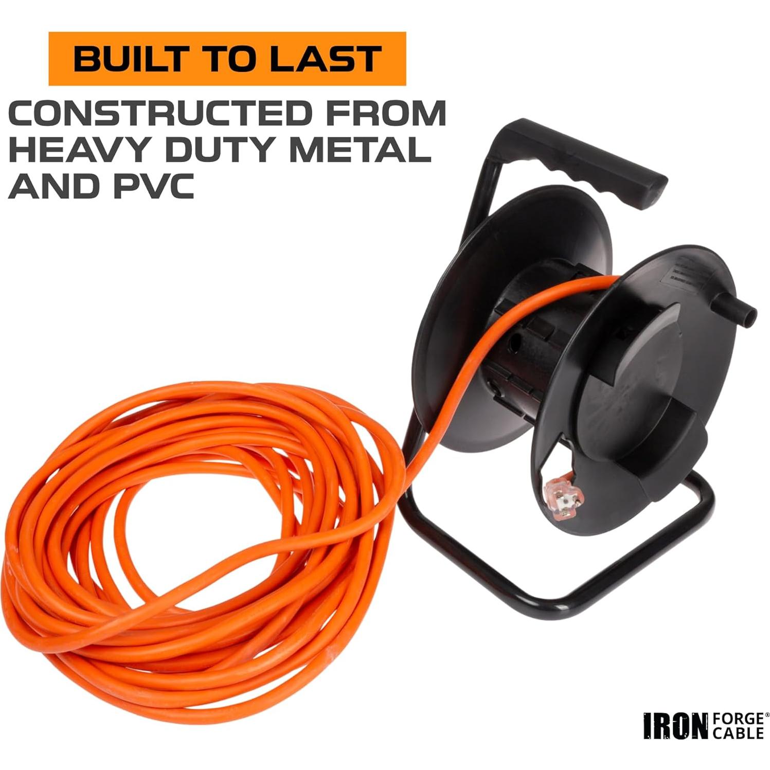 Carrete de Almacenamiento de Cable Iron Forge 30.48 m Metal Negro