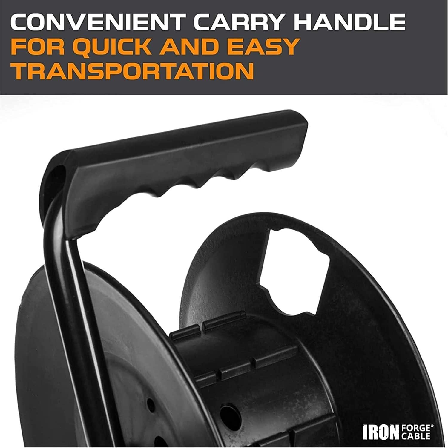 Carrete de Almacenamiento de Cable Iron Forge 30.48 m Metal Negro