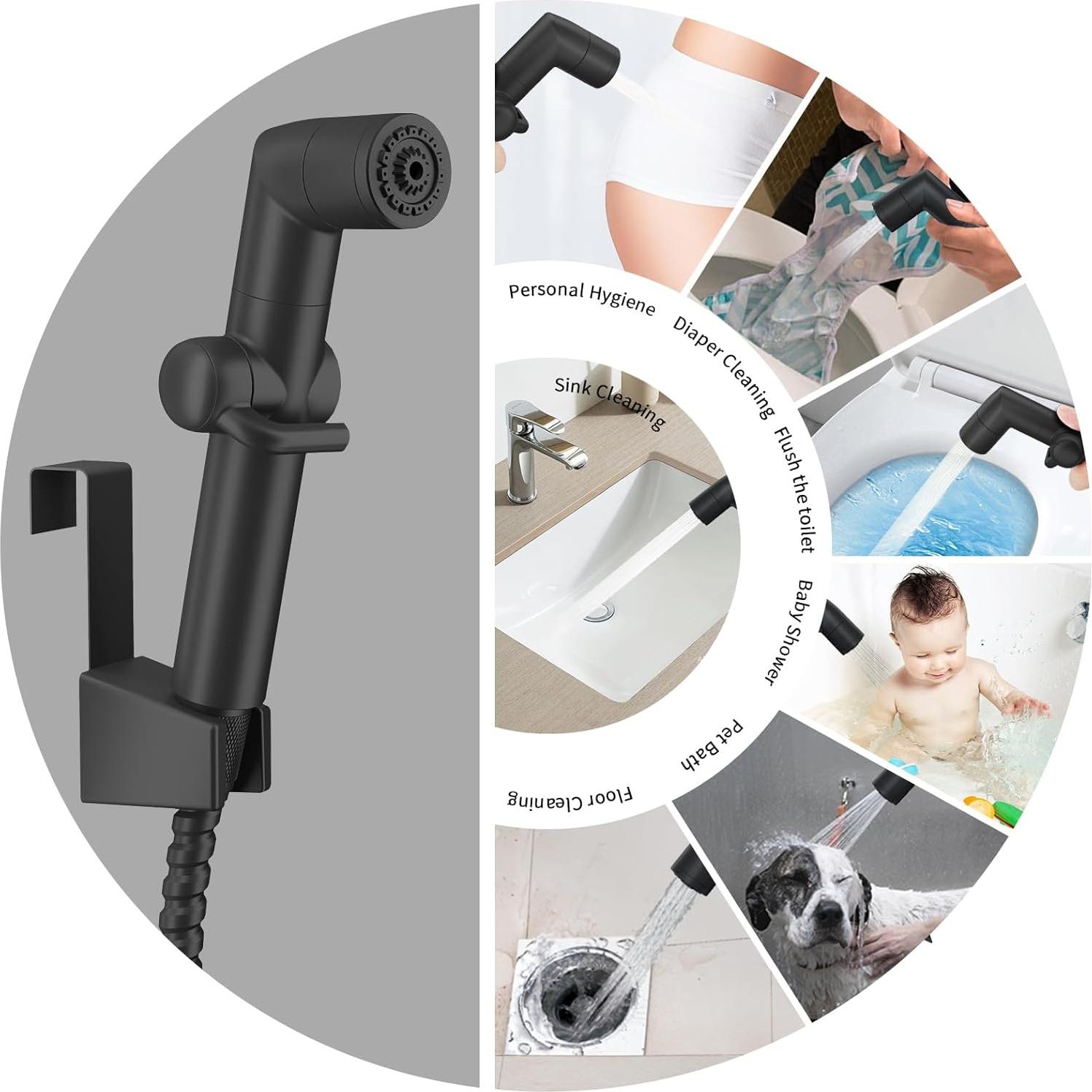 KAIYING Pulverizador de Bidet de Mano Negro con Manguera 149.86cm