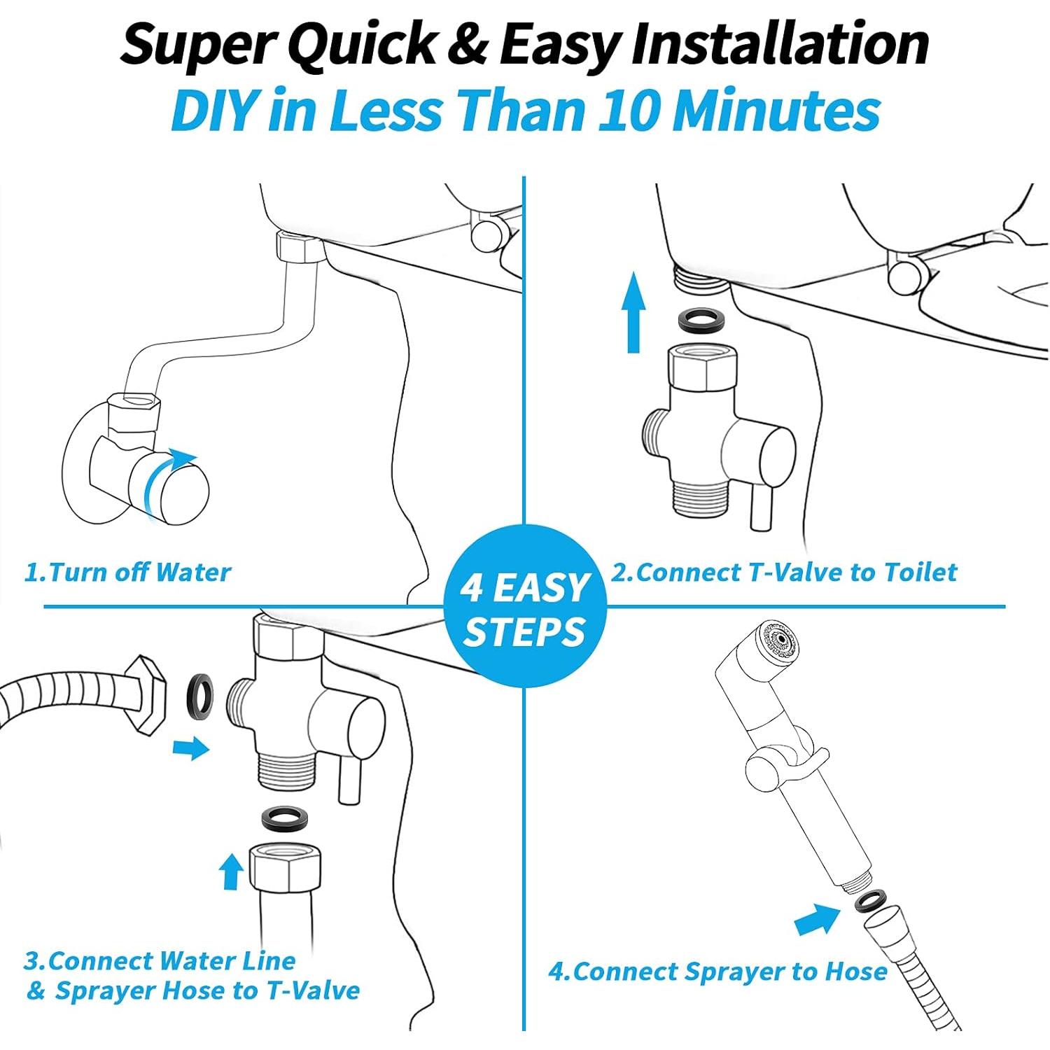 KAIYING Pulverizador de Bidet de Mano Negro con Manguera 149.86cm